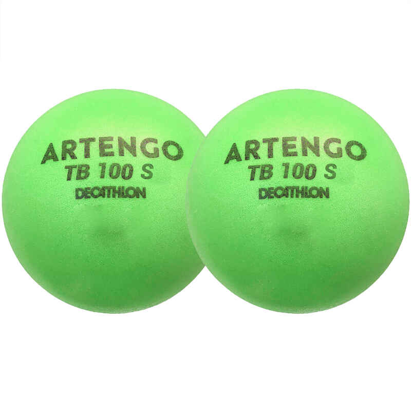 7cm Foam Tennis Ball TB100 Twin-Pack - Green