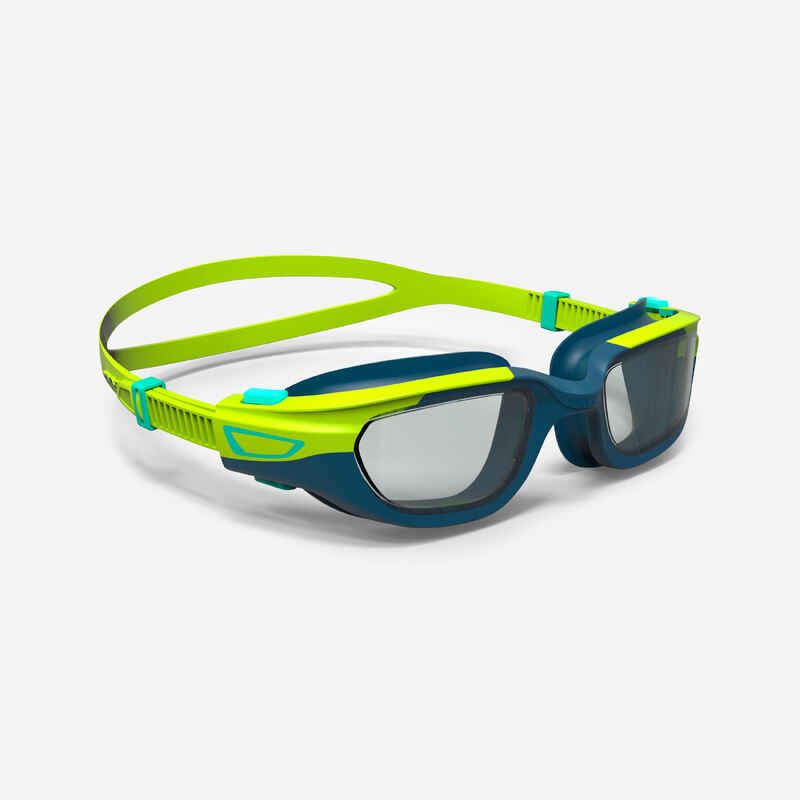 Vaikiški plaukimo akiniai skaidriais stiklais „Spirit“, geltoni ir mėlyni