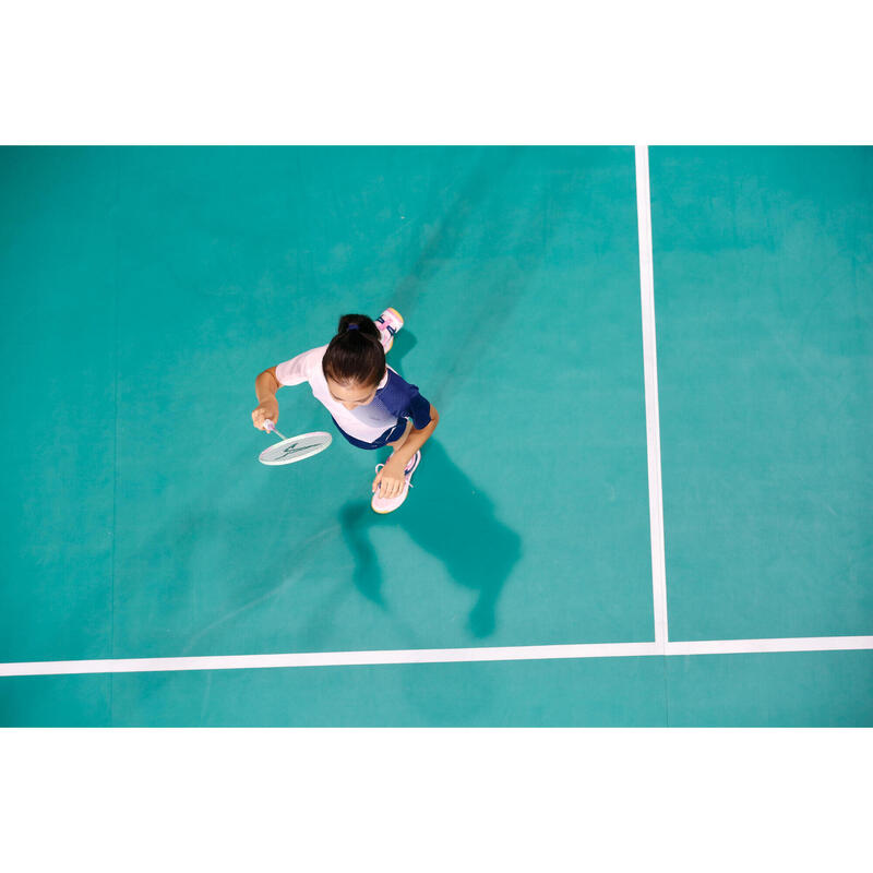 Tricou Badminton 560 Roz-Bleumarin Copii