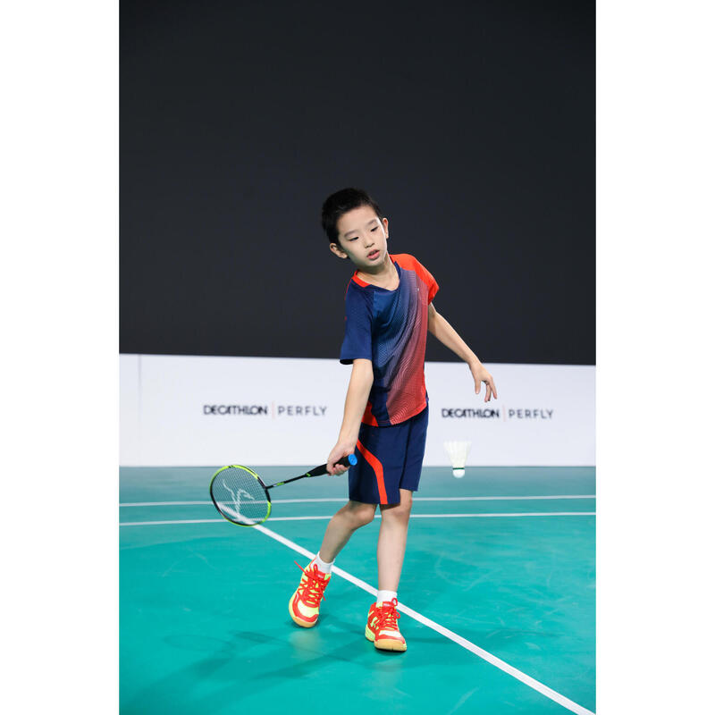 Şort Badminton 560 Bleumarin/Roșu Copii