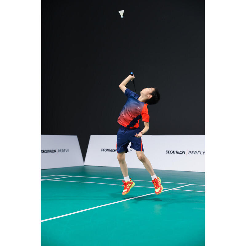 Şort Badminton 560 Bleumarin/Roșu Copii