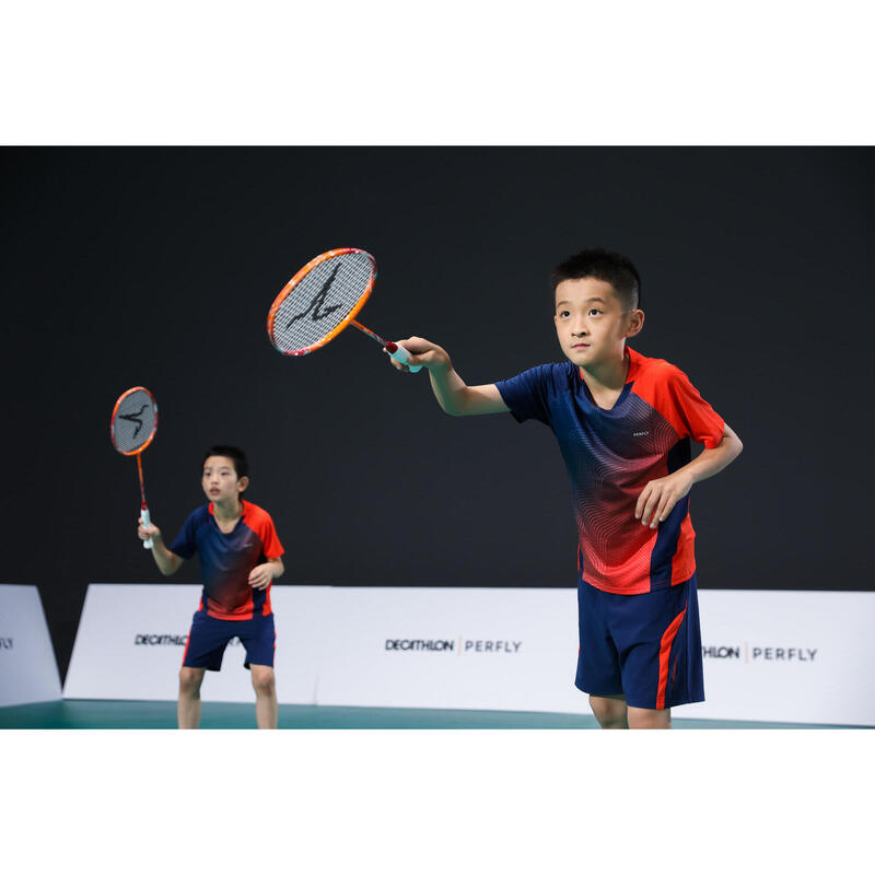 Şort Badminton 560 Bleumarin/Roșu Copii