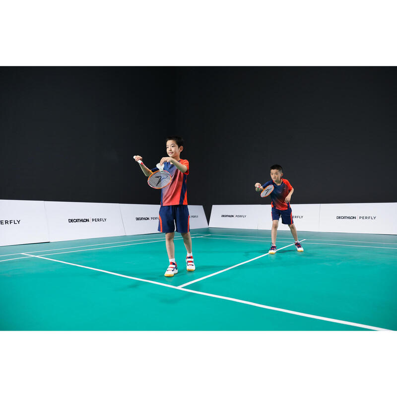 Şort Badminton 560 Bleumarin/Roșu Copii
