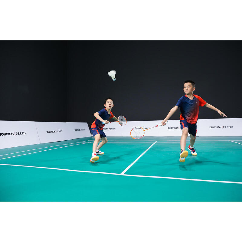 Şort Badminton 560 Bleumarin/Roșu Copii