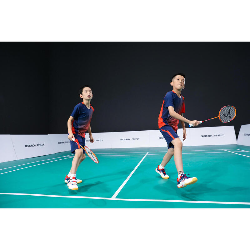 Şort Badminton 560 Bleumarin/Roșu Copii