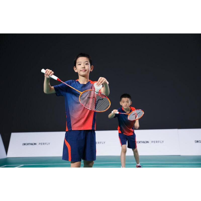 Şort Badminton 560 Bleumarin/Roșu Copii