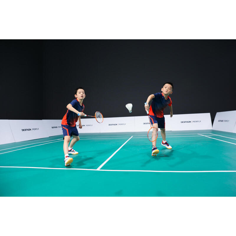 Şort Badminton 560 Bleumarin/Roșu Copii