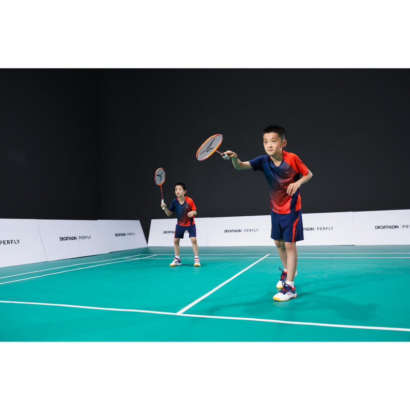 Şort Badminton 560 Bleumarin/Roșu Copii