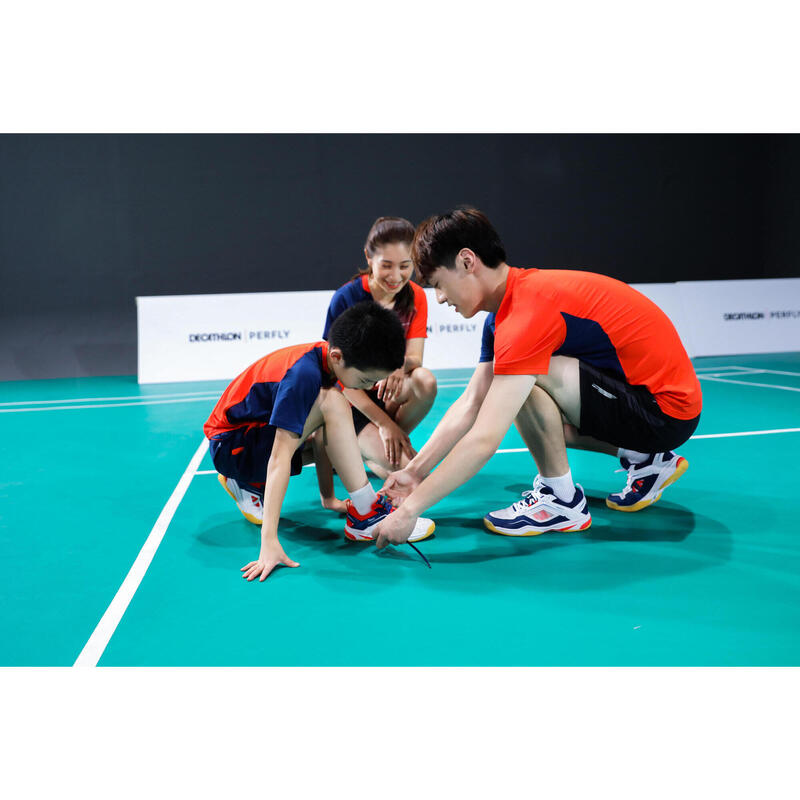 Şort Badminton 560 Bleumarin/Roșu Copii