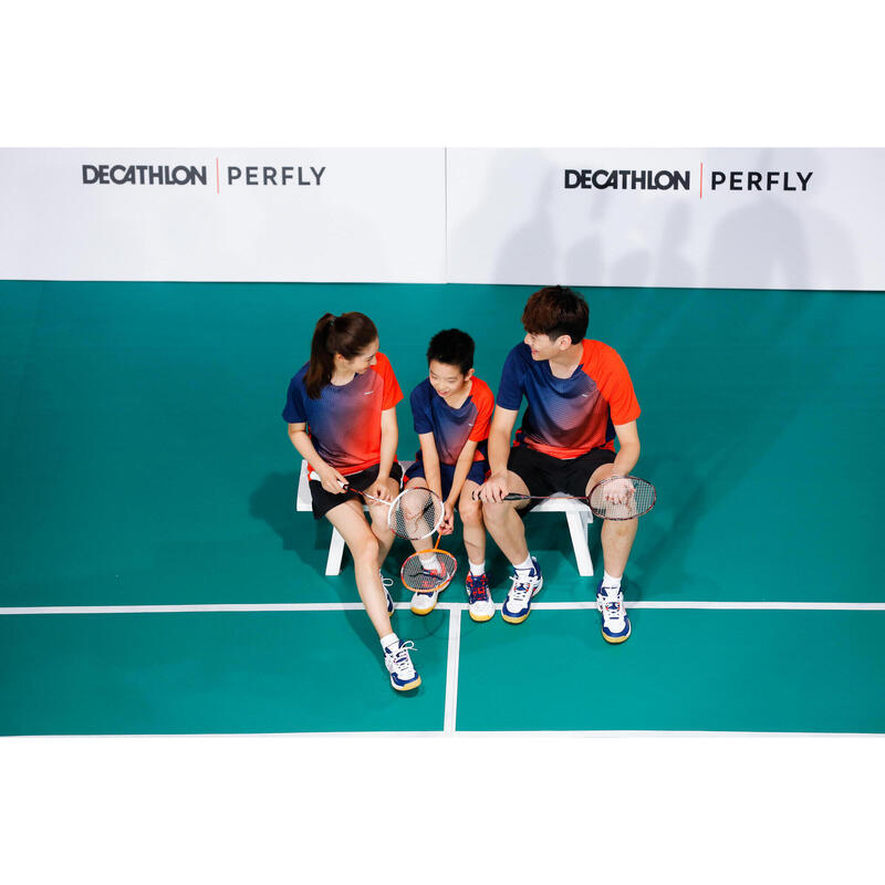 Şort Badminton 560 Bleumarin/Roșu Copii