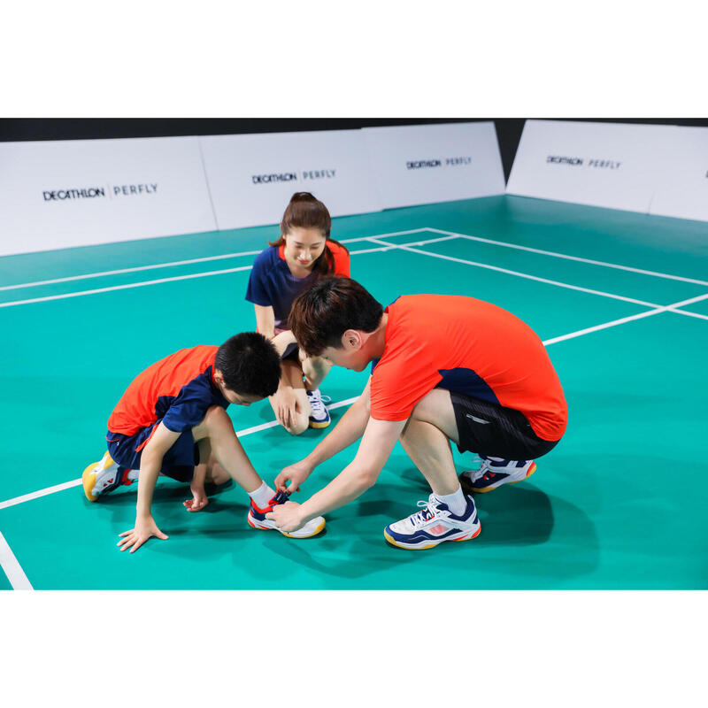 Şort Badminton 560 Bleumarin/Roșu Copii