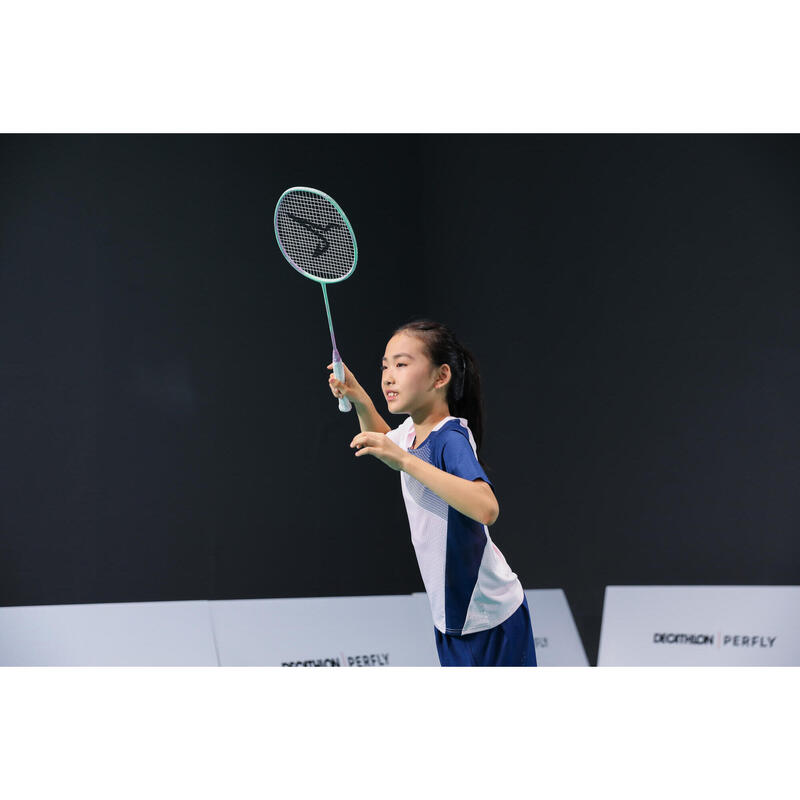 Tricou Badminton 560 Roz-Bleumarin Copii