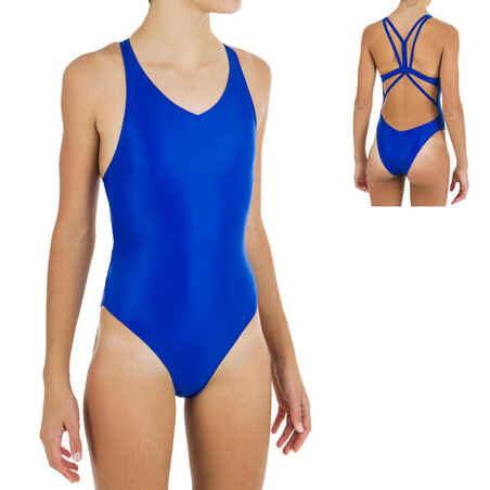 Jednodijelni kostim za sinkronizirano plivanje za djevojčice plavi 