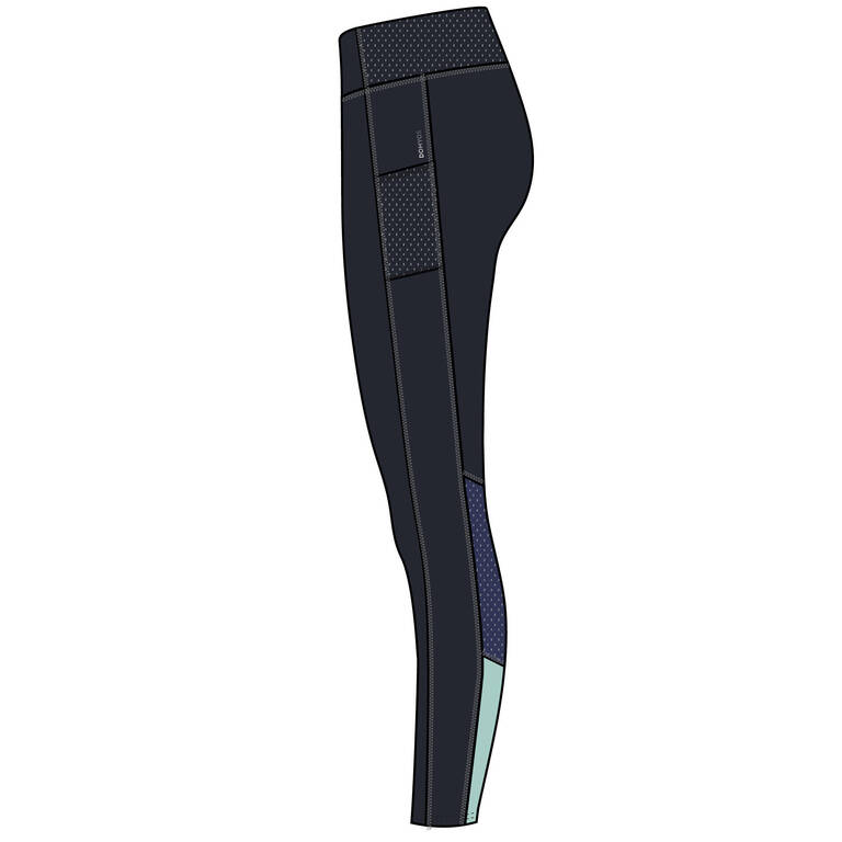 Women's Polyester Fitness Leggings with Phone Pocket - Navy Blue