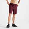 Men Sports Gym Shorts   Polyester With Zip Pockets - Plain Burgundy