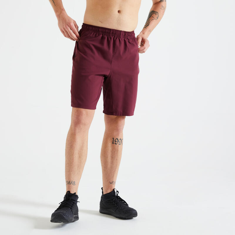 Short Fitness training bordeaux uni poches zippées