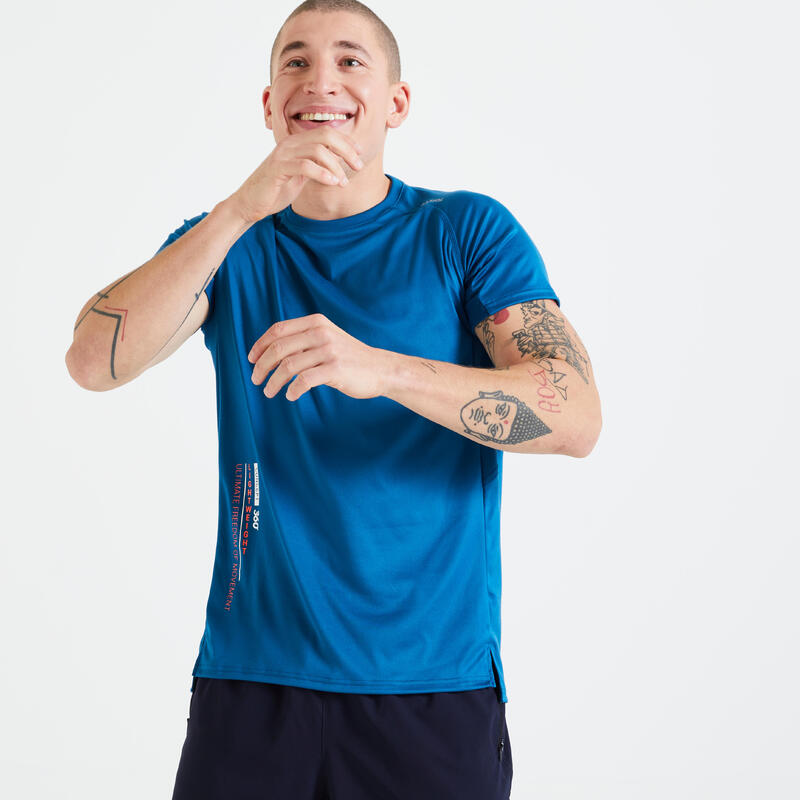 T shirt technique fitness bleu