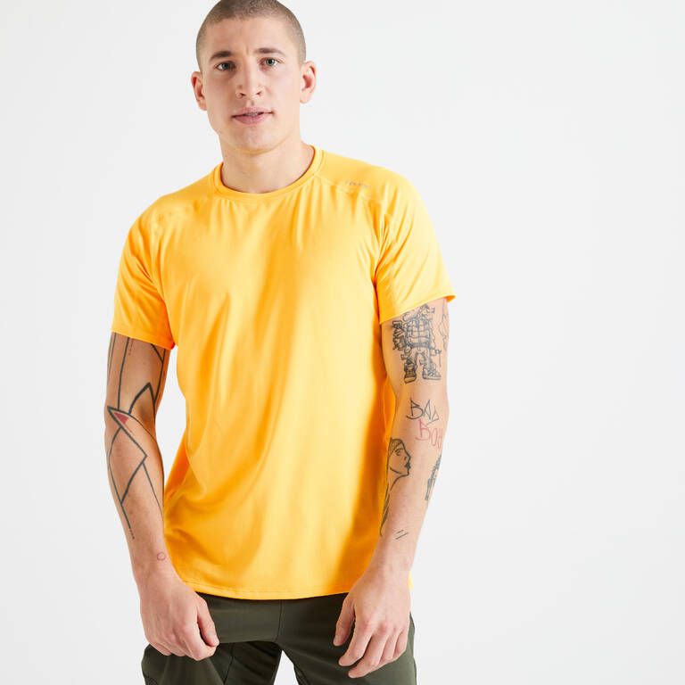 Men Polyester Micro Mesh Back Gym T-Shirt - Mango Orange