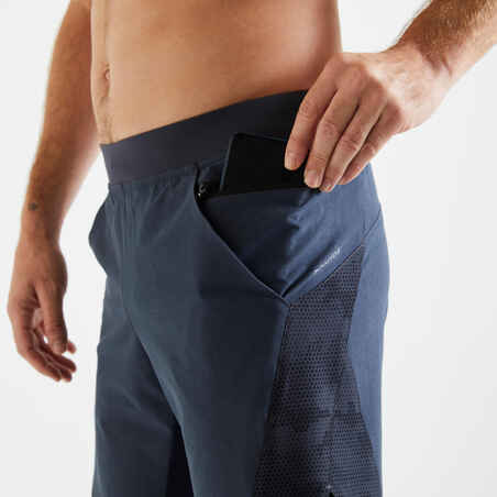 2-in-1-Shorts Herren RV-Tasche - 500 blau/schwarz
