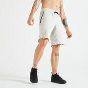 Men Recycled Polyester Regular Gym Shorts - Printed Beige