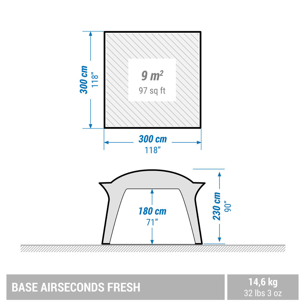 Astoņvietīga piepūšama kempinga dzīvojamā telpa “Base Air Seconds Fresh”