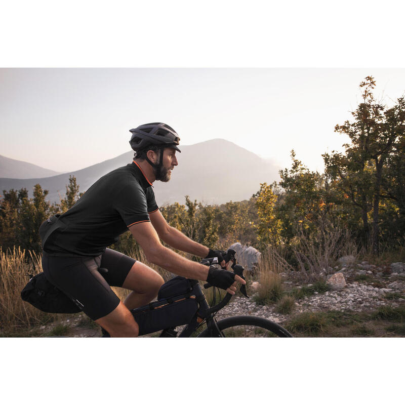 CAMISOLA DE MANGA CURTA BICICLETA EM LÃ DE MERINO HOMEM GRVL900 PRETO