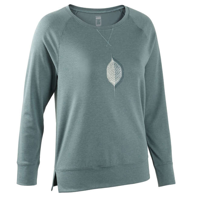 T-Shirt de Manga Comprida de Cardio-training Algodão Extensível Verde