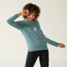 Women Cotton Blend Gym Long sleeve T-shirt Regular fit 500 - Green Print