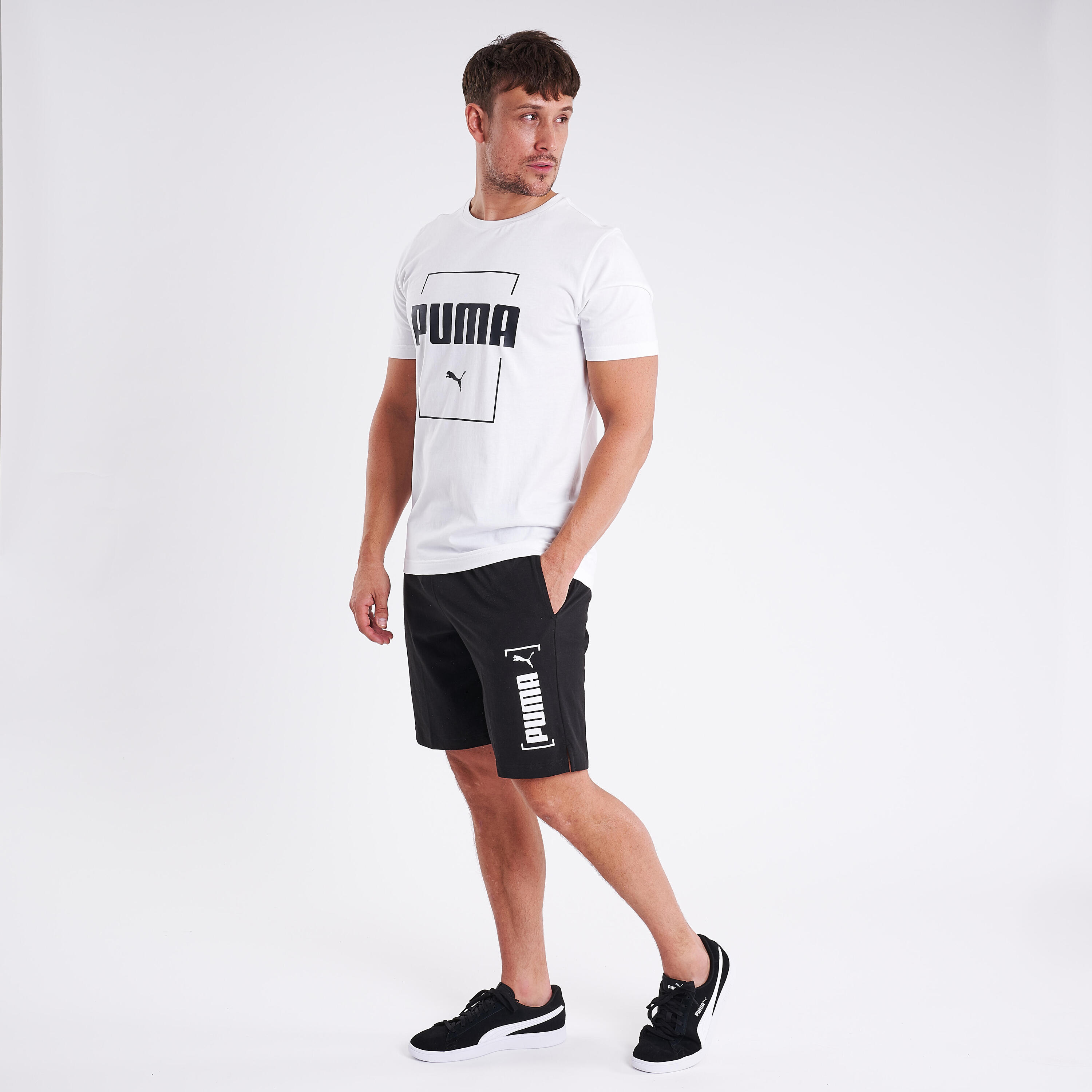 Short Fitness homme coton droit avec poche -  Noir 2/9