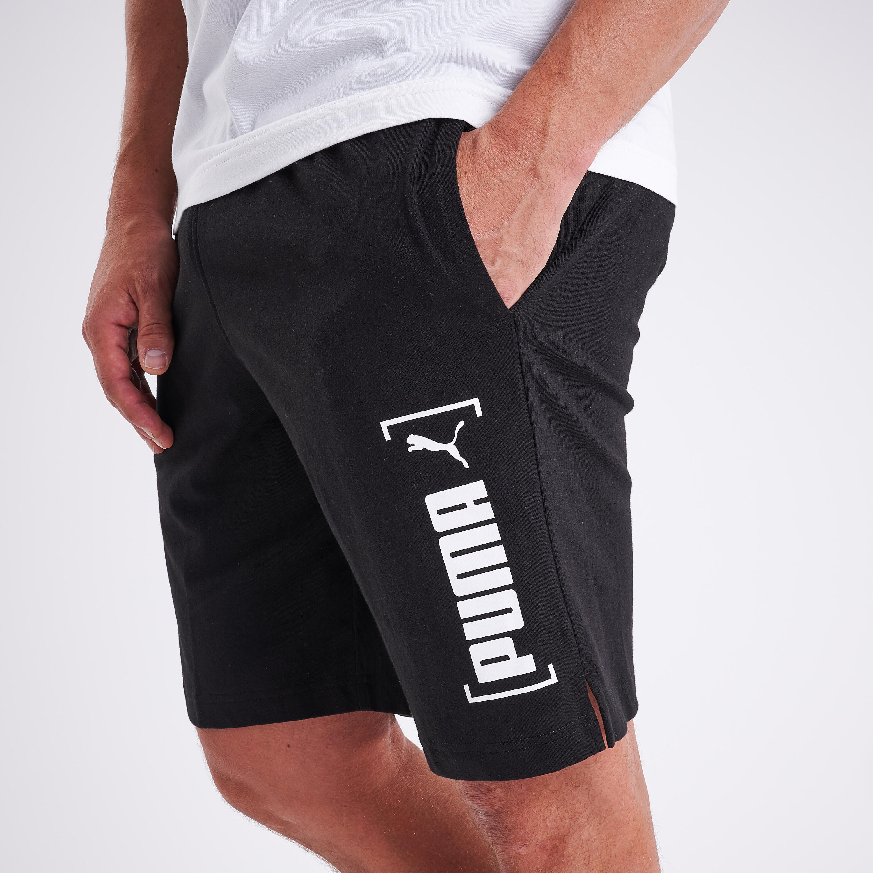 Short Fitness homme coton droit avec poche -  Noir 1/9
