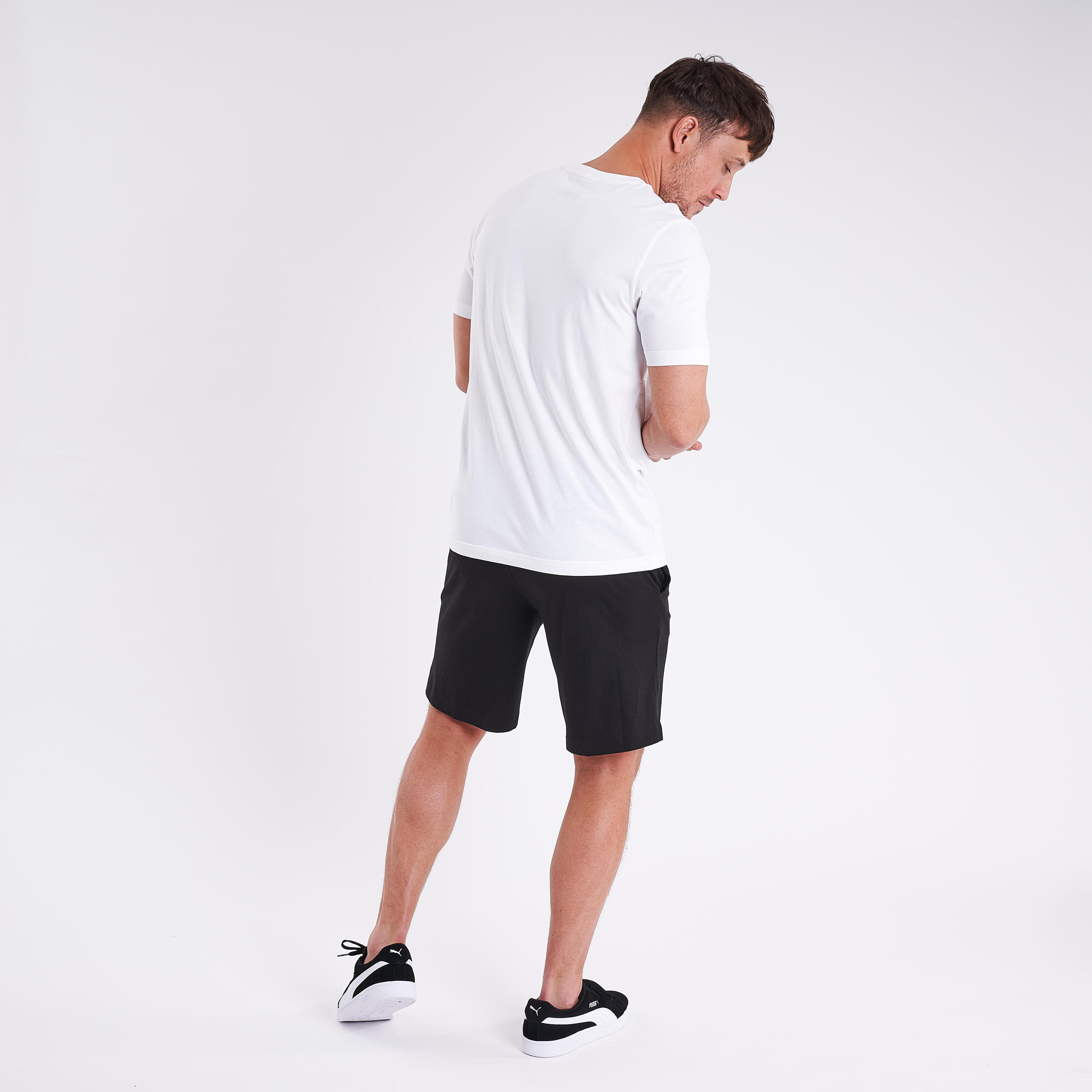 Short Fitness homme coton droit avec poche -  Noir 3/9