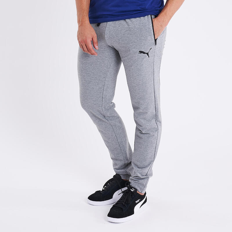 Pantalon jogging fitness homme coton majoritaire coupe droite avec poche zippée