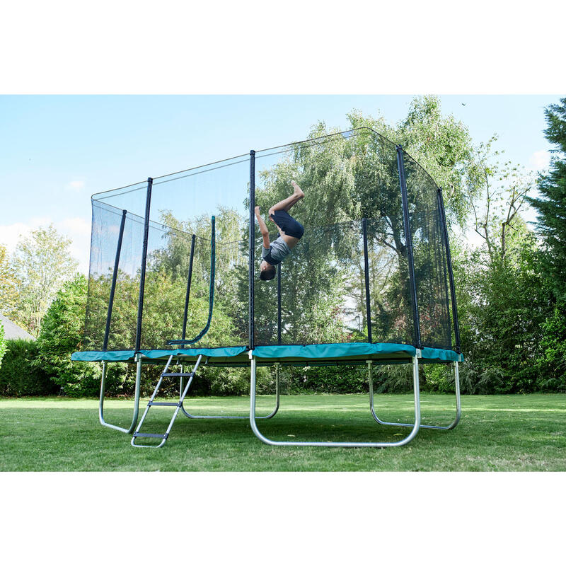 Trampolino elastico Rettangolare 520 con rete di protezione verde