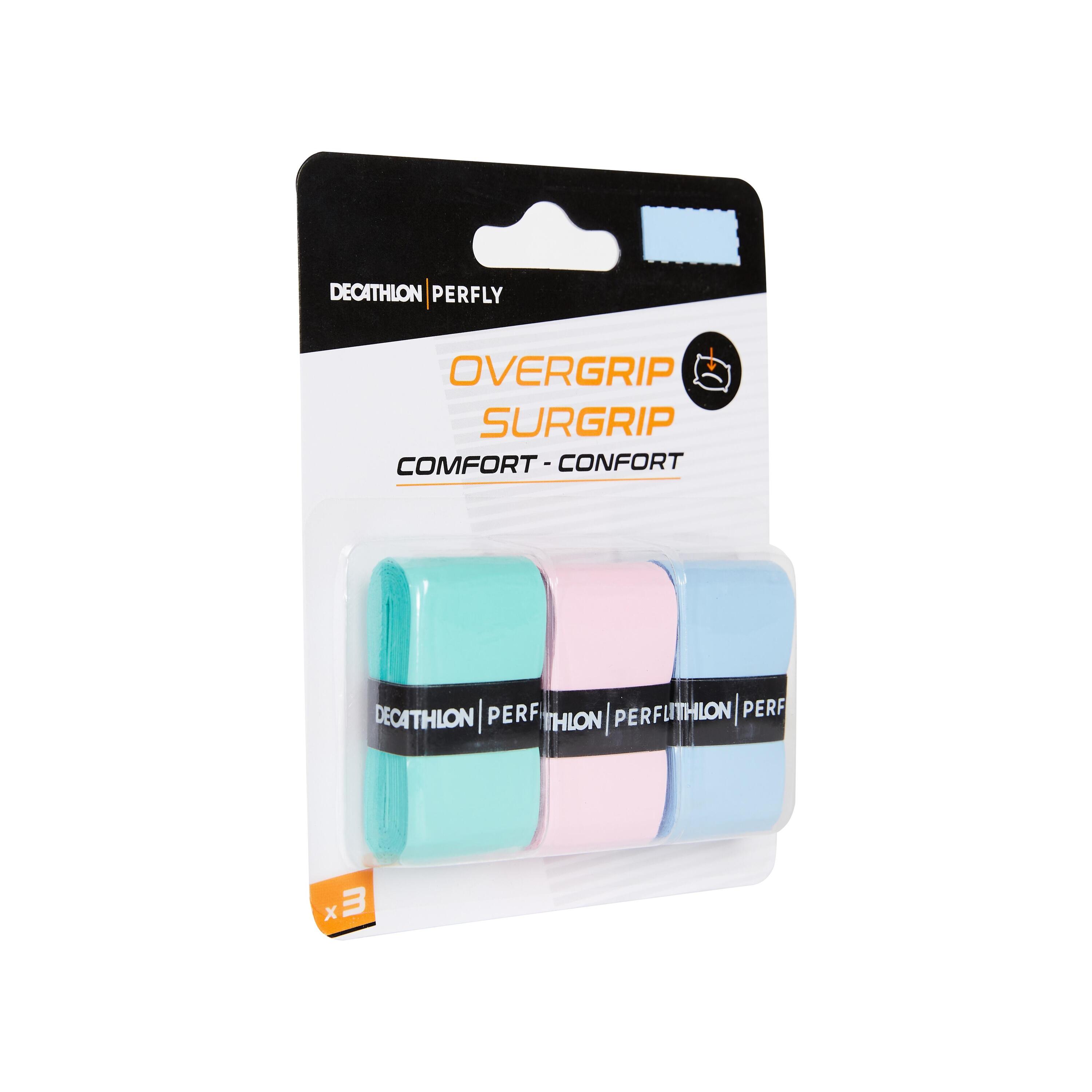Rubans de recouvrement de badminton x3 - Confort vert/rose/bleu 6/8