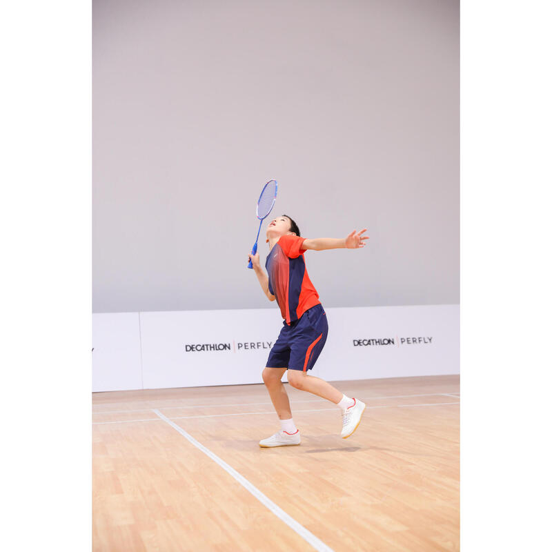 Şort Badminton 560 Bleumarin/Roșu Copii
