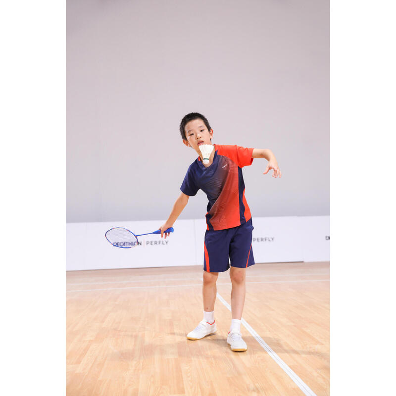 Şort Badminton 560 Bleumarin/Roșu Copii