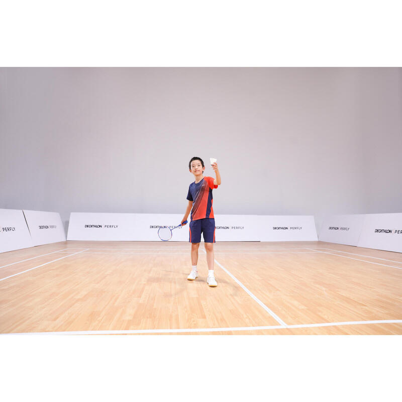 Şort Badminton 560 Bleumarin/Roșu Copii