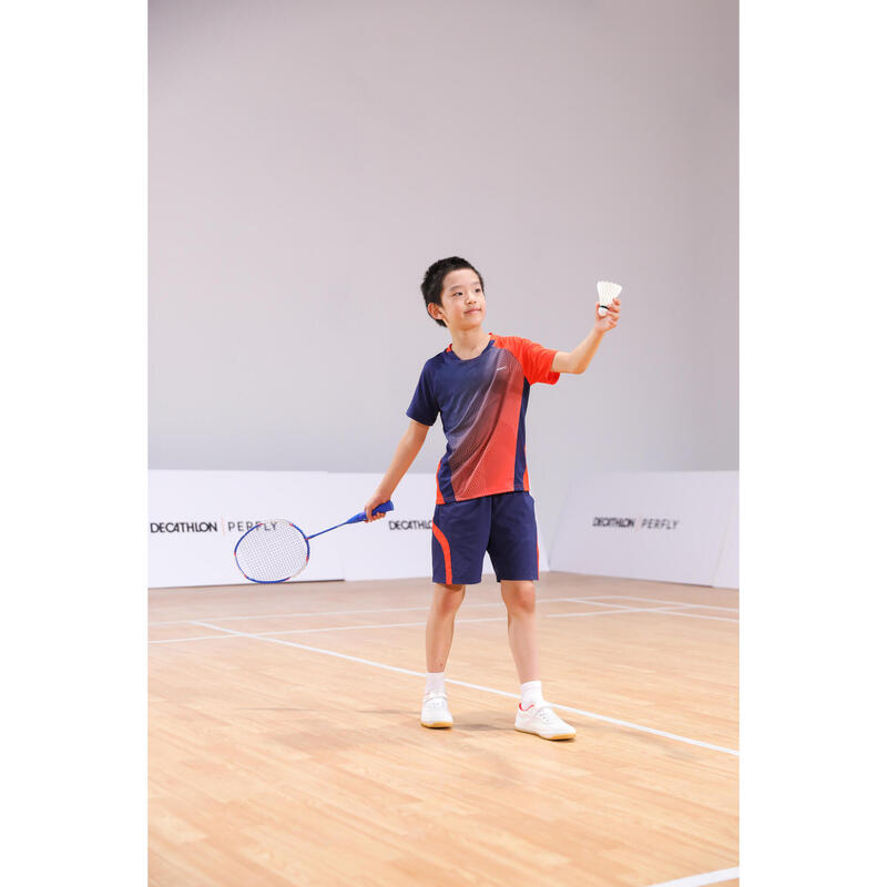Şort Badminton 560 Bleumarin/Roșu Copii