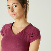 T-shirt Col V fitness Femme - 500 violet