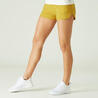 กางเกงขาสั้นผู้หญิงผ้าฝ้ายออร์แกนิคมีช่องกระเป๋าสำหรับใส่ออกกำลังกาย (สีเหลือง)
