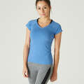 Tricou Slim 500 Fitness bumbac Albastru damă