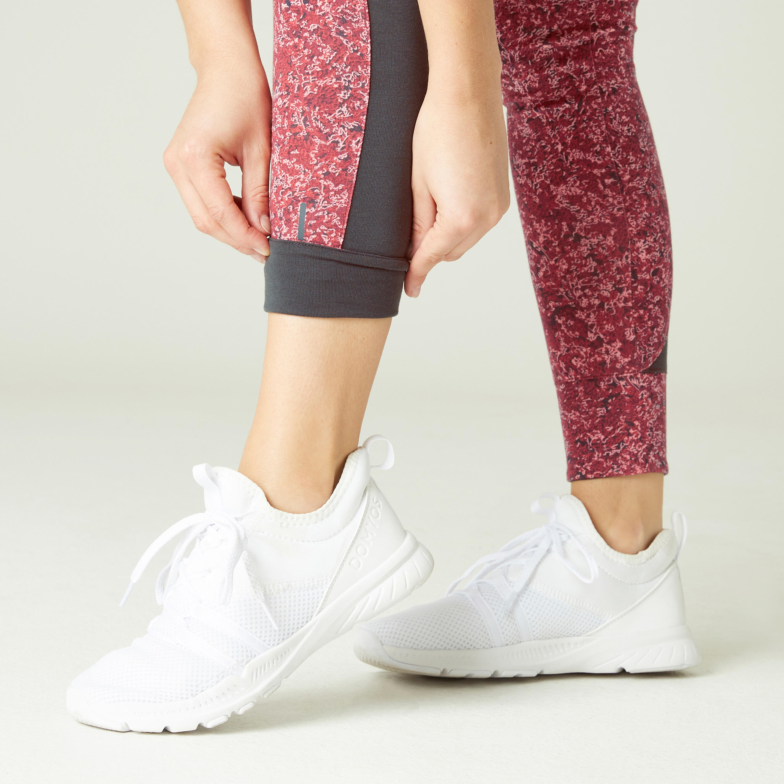 Stretchy High-Waisted Cotton Fitness Leggings - Pink Print 5/10