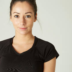 Women's V-Neck Fitness T-Shirt 500 - Black