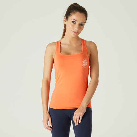 
      Fitness Stretch Cotton Tank Top - Orange Print
  