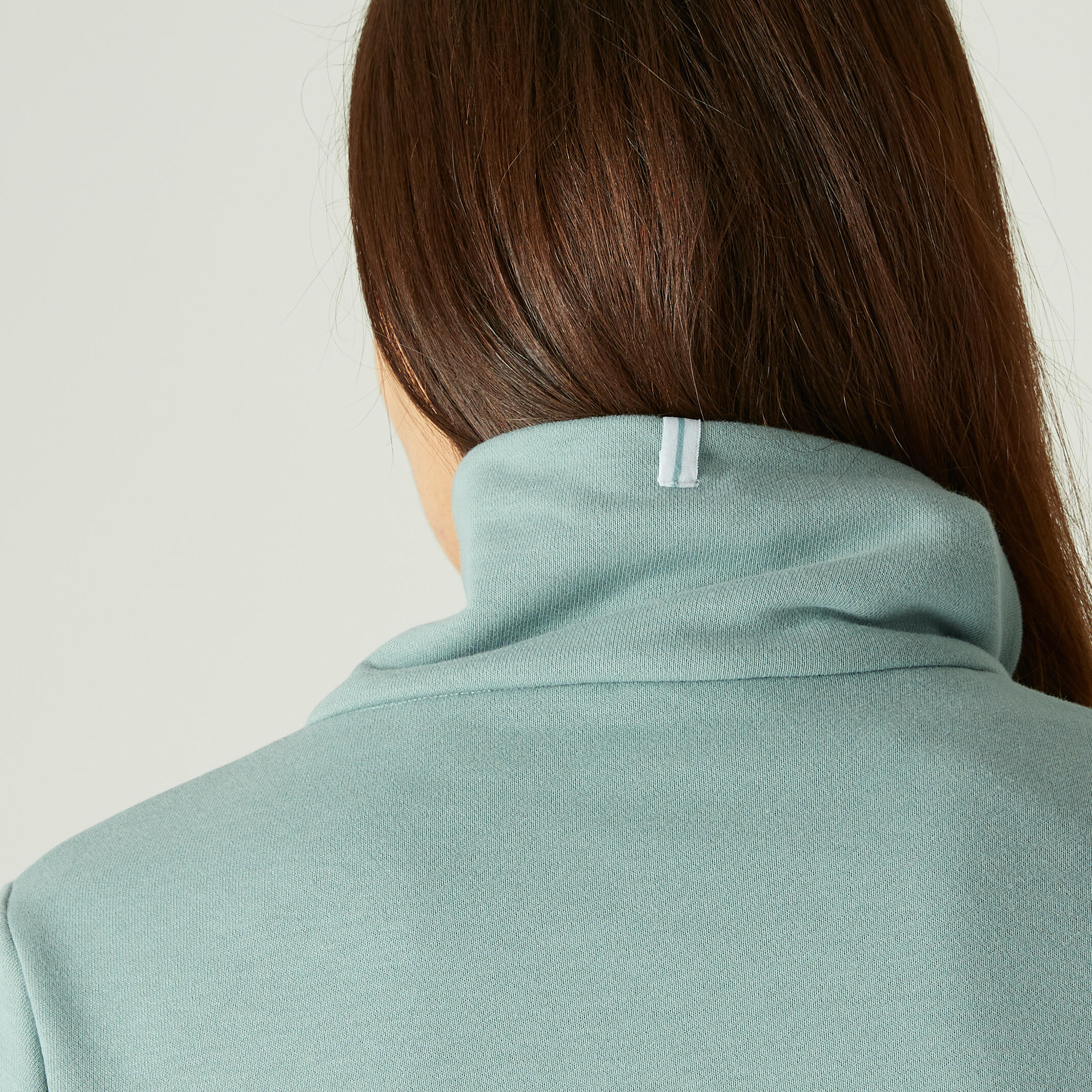 High Neck Zip Fitness Sweatshirt - Khaki 7/9