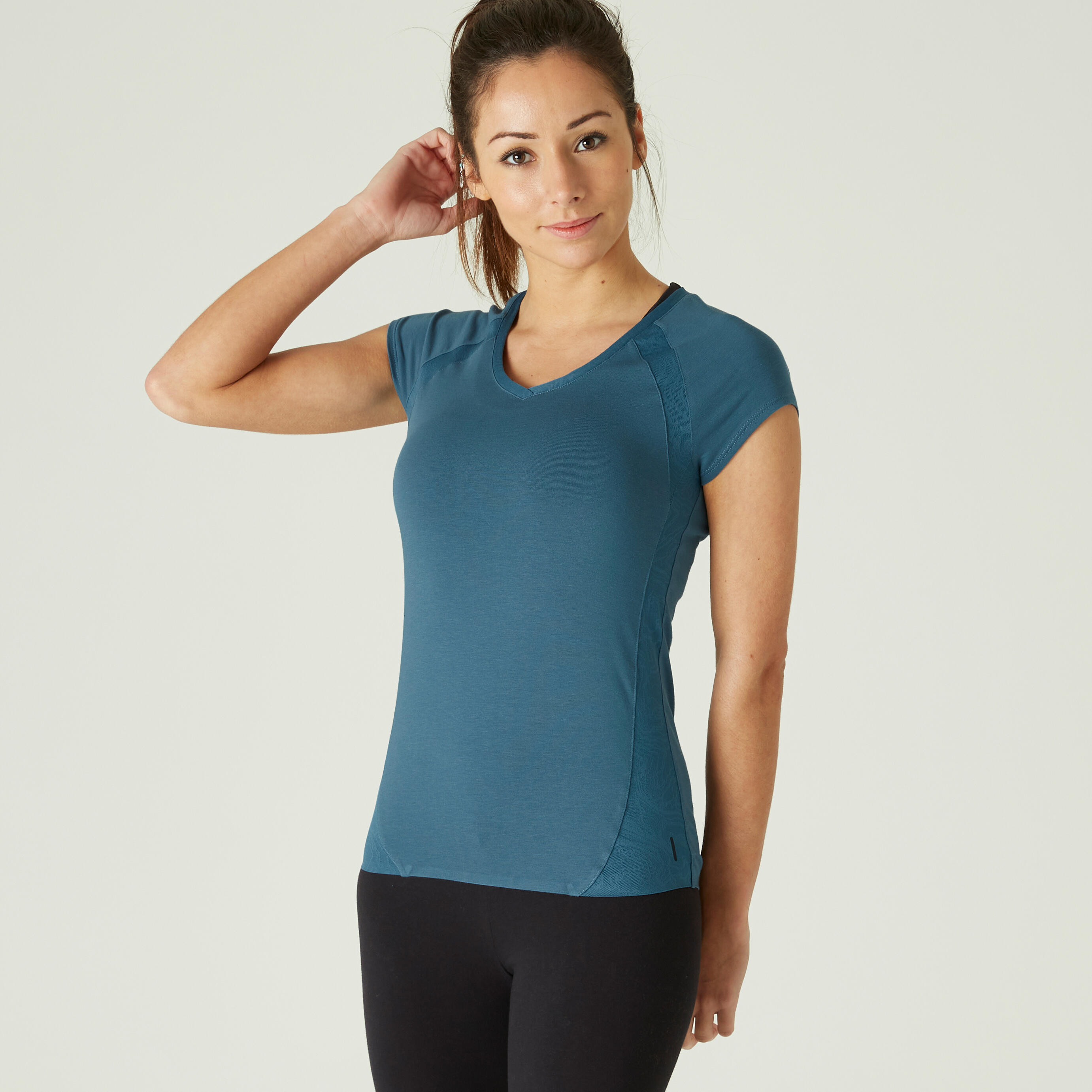 

Women' Gym Fitness T-Shirt Slim-Fit Stretchy Cotton with Mesh - Turquoise -  By NYAMBA | Decathlon, Blue