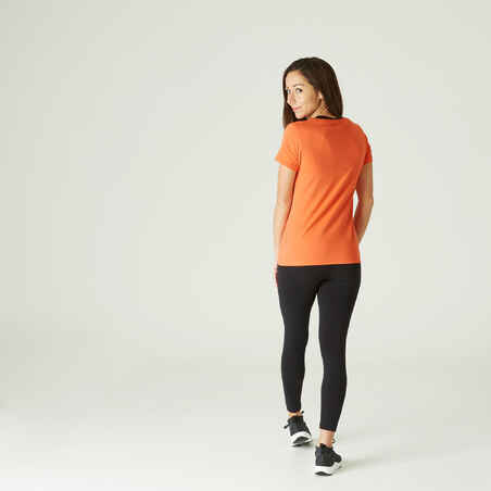 Women's Regular-Fit Fitness T-Shirt 500 - Orange