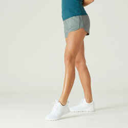 Women's Straight-Leg Cotton Fitness Shorts 520 with Pocket - Khaki