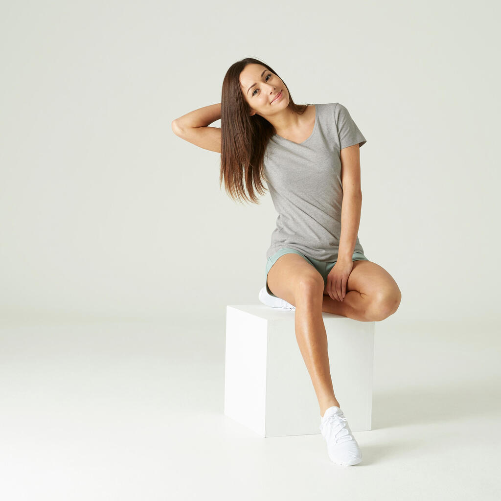 Women's Fitness Regular-Fit T-Shirt 100 - Basic Grey