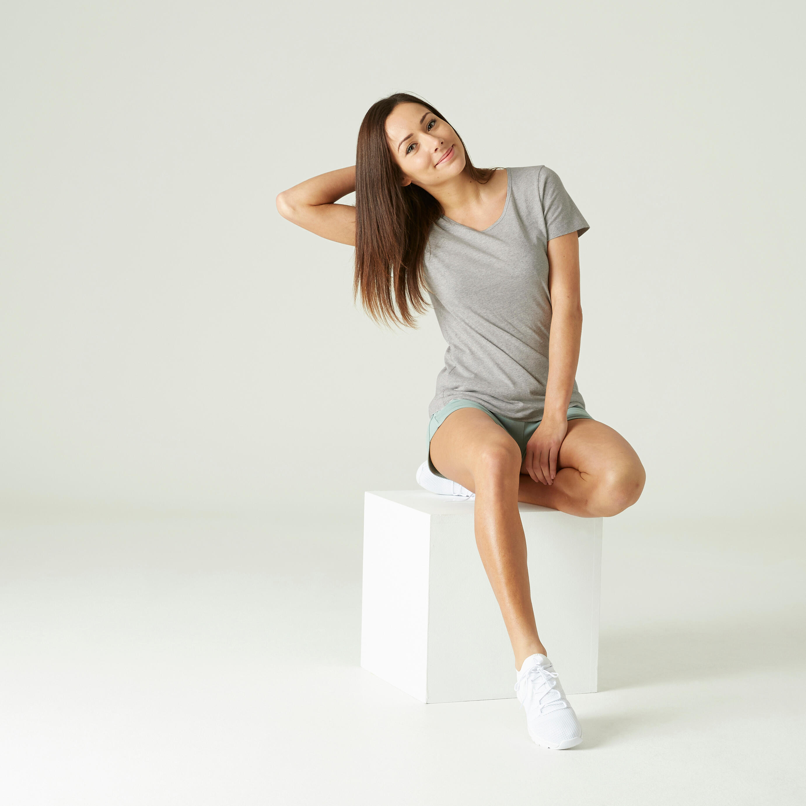 Women's Fitness T-Shirt 100 - Grey 3/8